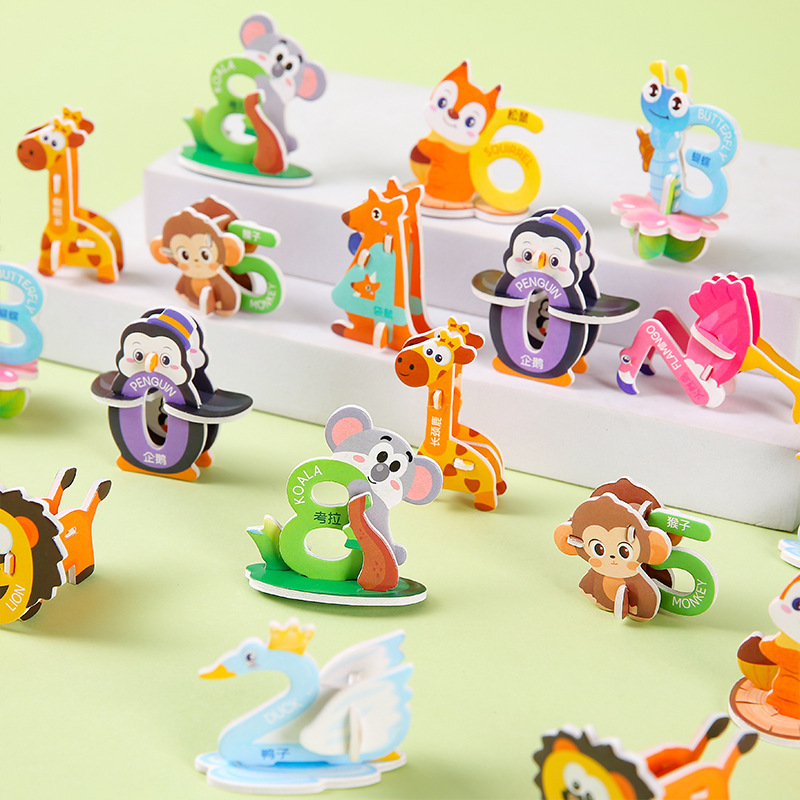 Number Puzzle Foam - 3D karikatür hayvan numarası köpük birincil
