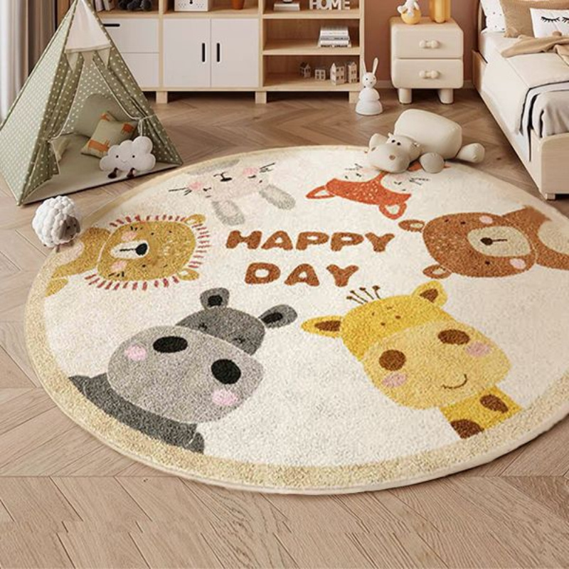 Mutlu Hayvanlar Yuvarlak Halı  - Happy Kids Education incelemesi ve fiyatı