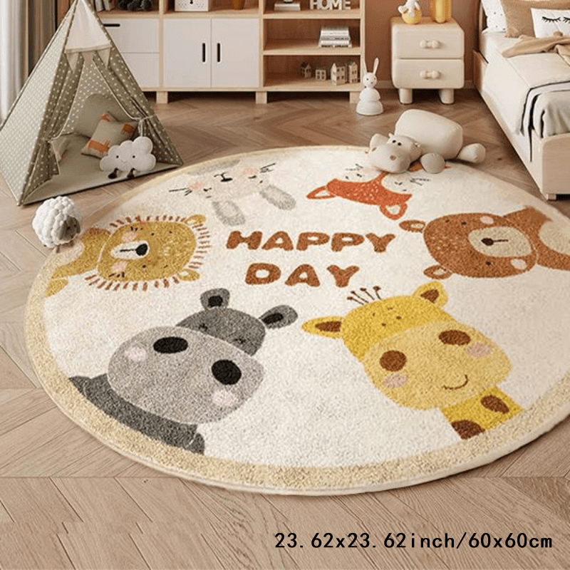 Mutlu Hayvanlar Yuvarlak Halı  - Happy Kids Education incelemesi ve fiyatı